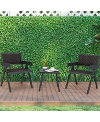 3 Pcs Patio Wicker Chair Set, Rattan Furniture Set with Quick Dry Foam Padding