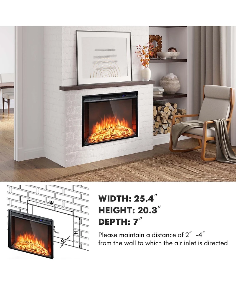 Costway 26 Inch Recessed Electric Fireplace heater W/ Remote Control