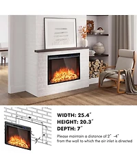 Costway 26 Inch Recessed Electric Fireplace heater W/ Remote Control