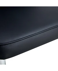 Modern minimalist dining chairs, black Pu leather curved backrest and seat cushions, electroplated metal chair legs, suitable for restaurants, bedroom