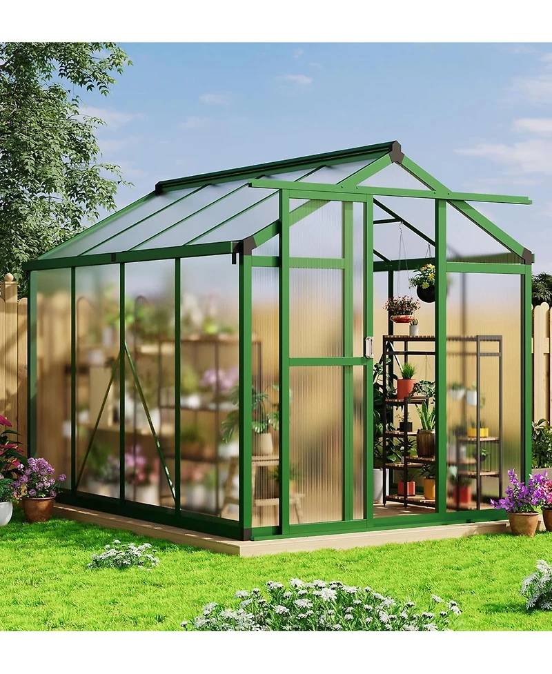 gaomon Walk-In house, Polycarbonate Panels, Adjustable Roof Vent & Sliding Door, Aluminum Frame, Garden & Patio