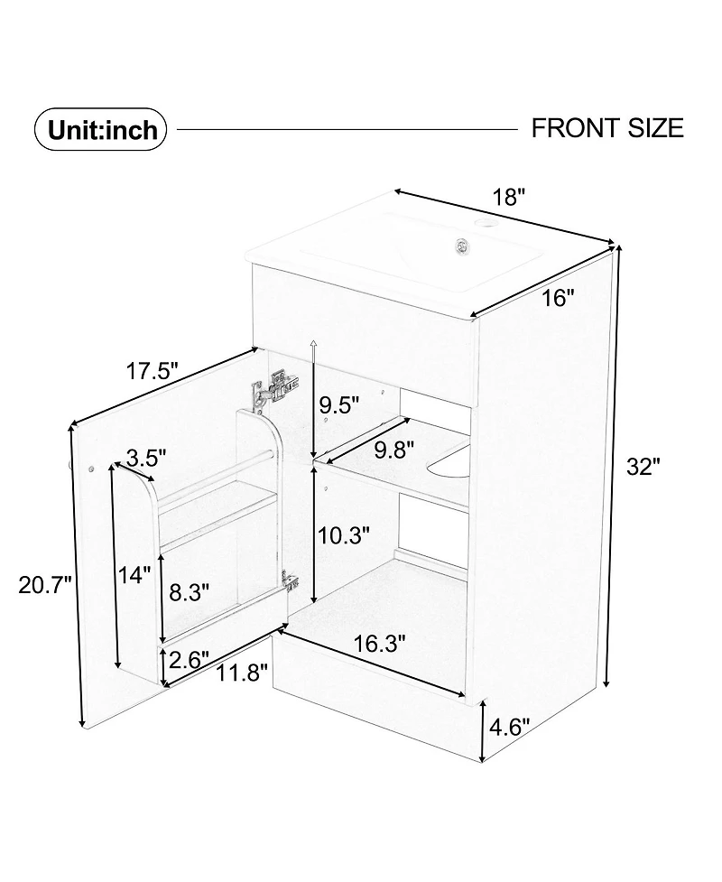 Sillysis Bathroom Vanity with Sink, Painted Mdf Cabinet, Soft Close Door, Adjustable Shelf & Organizer for Small Spaces