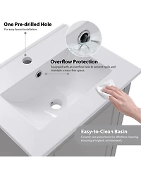 Sillysis Small Bathroom Vanity Cabinet with Ceramic Sink, Soft Close Door & Ample Storage for Compact Spaces