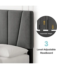 gaomon bed Frame with Adjustable Headboard – Sturdy Wooden Slats, Linen or Soft Fabric, Noise-Free, No Box Spring Needed, Easy Assembly