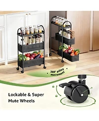 Yigii Slim Storage Cart with Pull-Out Baskets for Narrow Spaces - Kitchen, Bathroom, Laundry