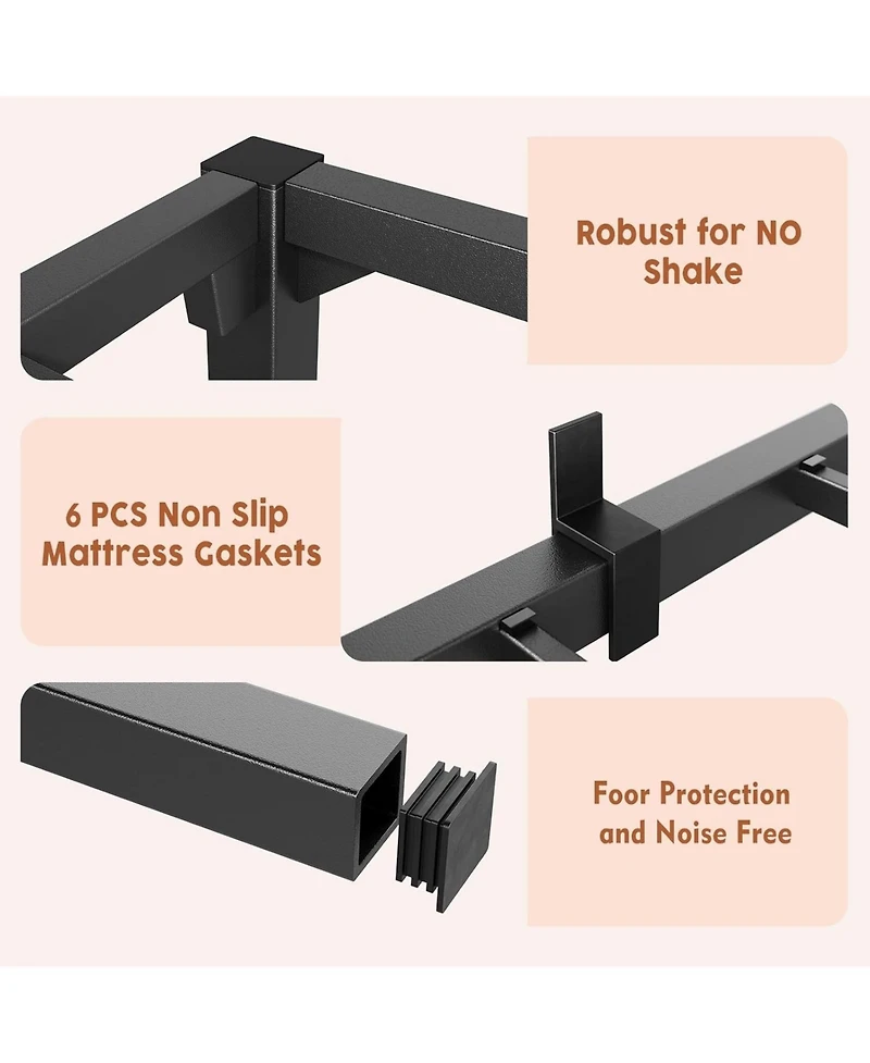 gaomon Bed Frame , 6 Inch Metal Platform, No Screws Needed, No Box Spring Needed, Heavy Duty, 800 Lbs Capacity, Tool-Free Assembly