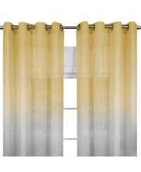 Kate Aurora Tropical Living Semi Matte Sheer Ombre Chic Grommet Top Window Curtains - 52 in. W x 84 L