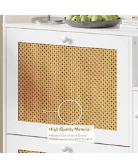 gaomon Shoe Cabinet with 3 Flip-out Drawers Natural Rattan Freestanding Shoe Organizer with 4 Open Shelves Side Cabinet Hidden Wood Shoe Rack