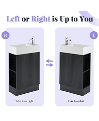 Sillysis Bathroom Vanity with Sink, Mdf Storage Cabinet, Two-Tier Shelf & Left or Right Orientation for Small Bathrooms