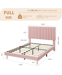 gaomon Bed Frame with Adjustable Headboard, Velvet Upholstered Platform Bed Frame Full Size, Strong Wooden Slats, No Box Spring Needed, Easy Assembly