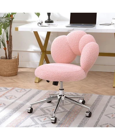 Simplie Fun 360 Swivel Height Adjustable, Swivel Chair, Teddy Fabric, Home Office Chair