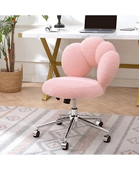 Simplie Fun 360 Swivel Height Adjustable, Swivel Chair, Teddy Fabric, Home Office Chair