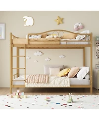gaomon Twin Over Twin Metal Bunk Bed Ladder Guardrails Heavy Duty 400 Lbs. No Box Spring Easy Assembly