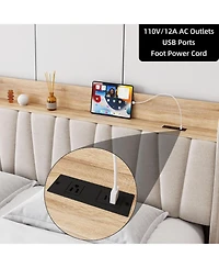 gaomon Storage Headboard Upholstered Platform Drawers Charging Station Noise-Free Easy Assembly No Box