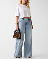 Guess Women's Rhinestone Embellished Crewneck Cropped T-Shirt