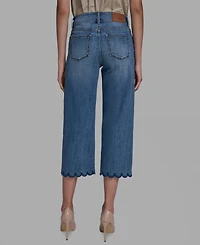 Karl Lagerfeld Paris Petite Scalloped Button Mid-Rise Jeans