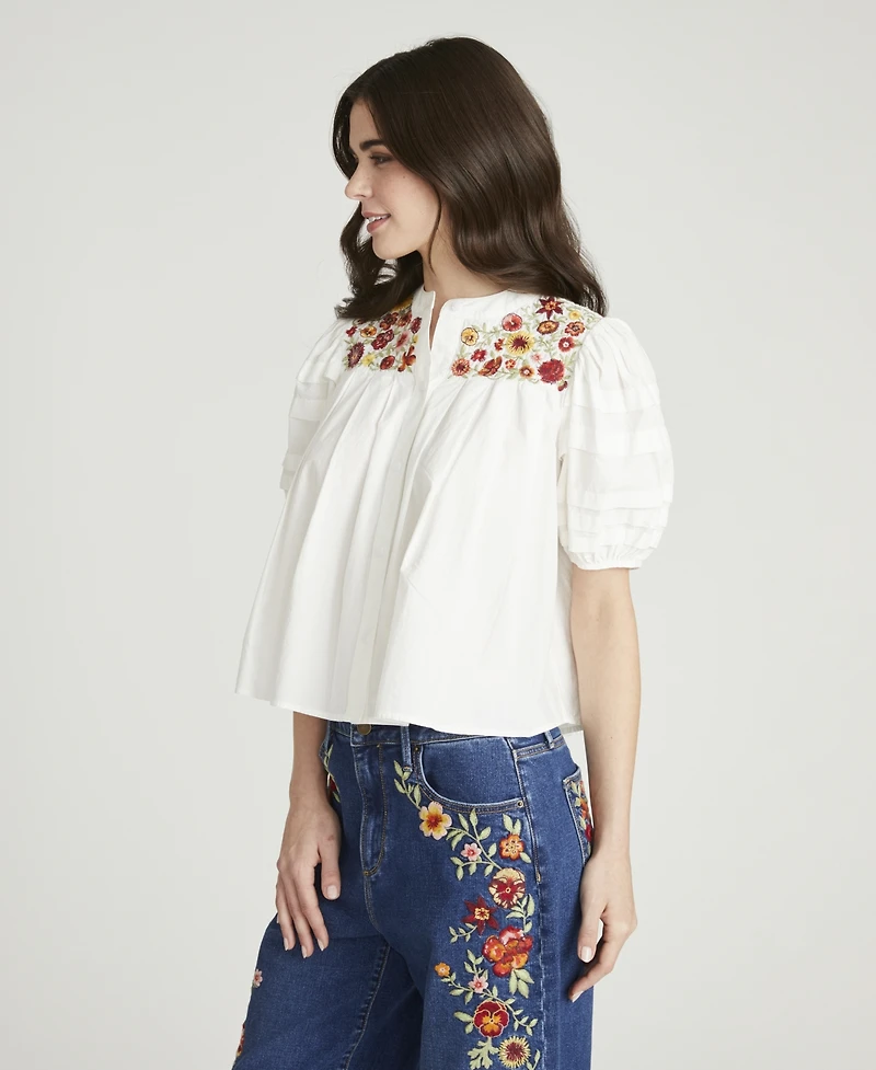 Driftwood Women's Short-Sleeve Floral Blouse