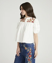Driftwood Women's Short-Sleeve Floral Blouse
