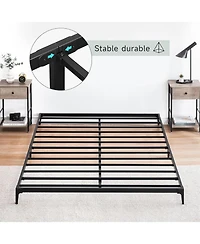 gaomon 6 Inch Low Bed Frame with Steel Slat Support, Low Profile Full Metal Platform Bed Frame No Box Spring Needed