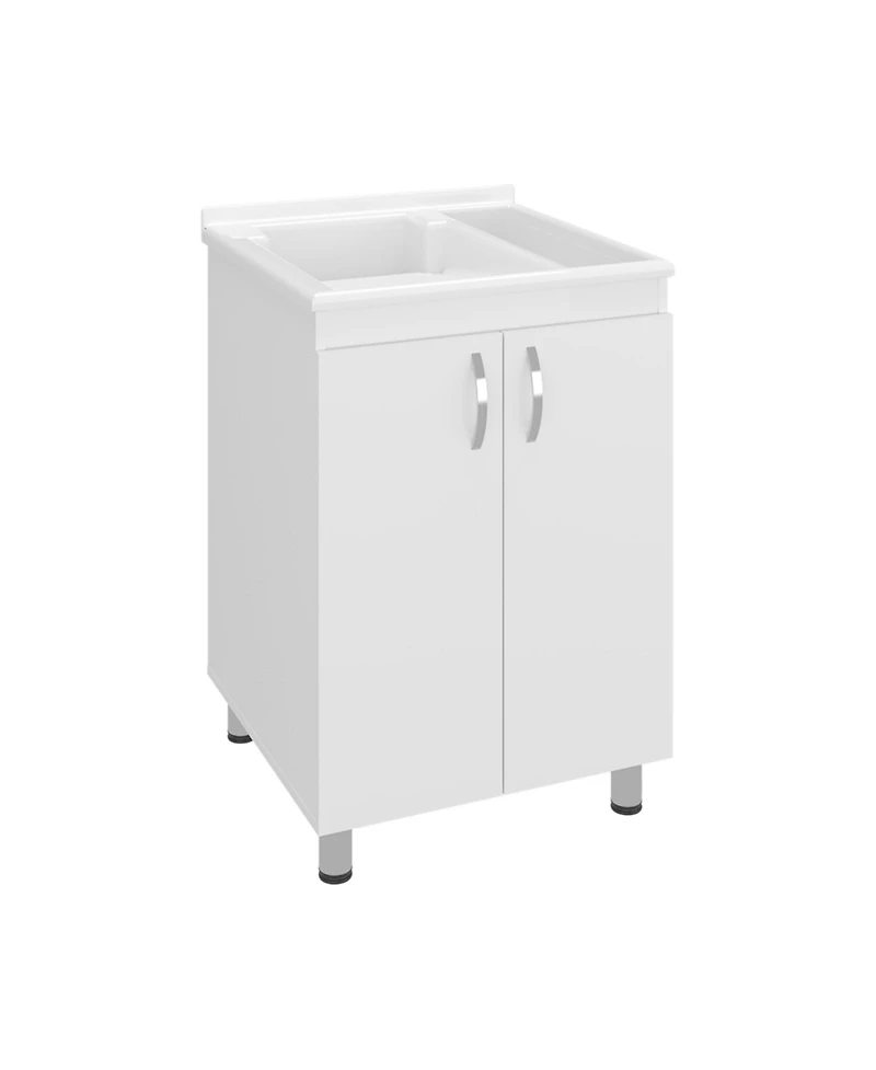 Fm Furniture Demolotion Utility Sink Cabinet with Dual Compartments and Storage, Modern Design