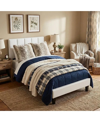 gaomon Bed Frame Twin Size with Adjustable Height Vertical Channel Tufted Headboard, Upholstered Platform Bed Frame with Sturdy Wooden Slats Support