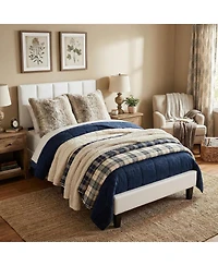 gaomon Bed Frame Twin Size with Adjustable Height Vertical Channel Tufted Headboard, Upholstered Platform Bed Frame with Sturdy Wooden Slats Support