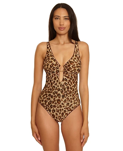 Becca Women's Safari Leopard Tatum Ring One-Piece Swimsuit