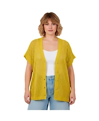 Avenue Women's Short Sleeve Button Front Cardigan