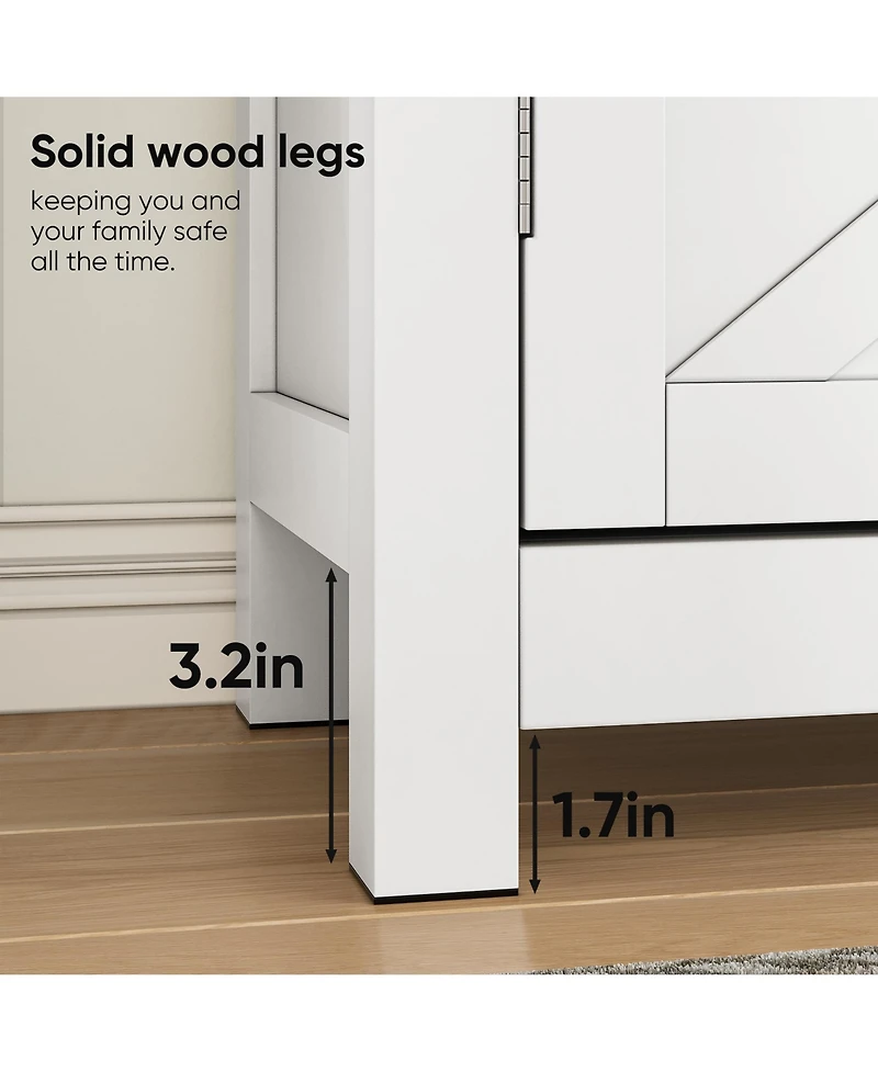 Clihome Modern Coffee Bar Console Cabinet, White Kitchen Cabinet with Walnut Countertop