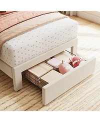 gaomon Velvet Upholstered Bed Frame Storage Drawer Headboard Girls Platform Bed Wood Slat Support Noise Free Easy Assembly