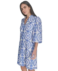Jessica Howard Women's Printed Collared Short Dress
