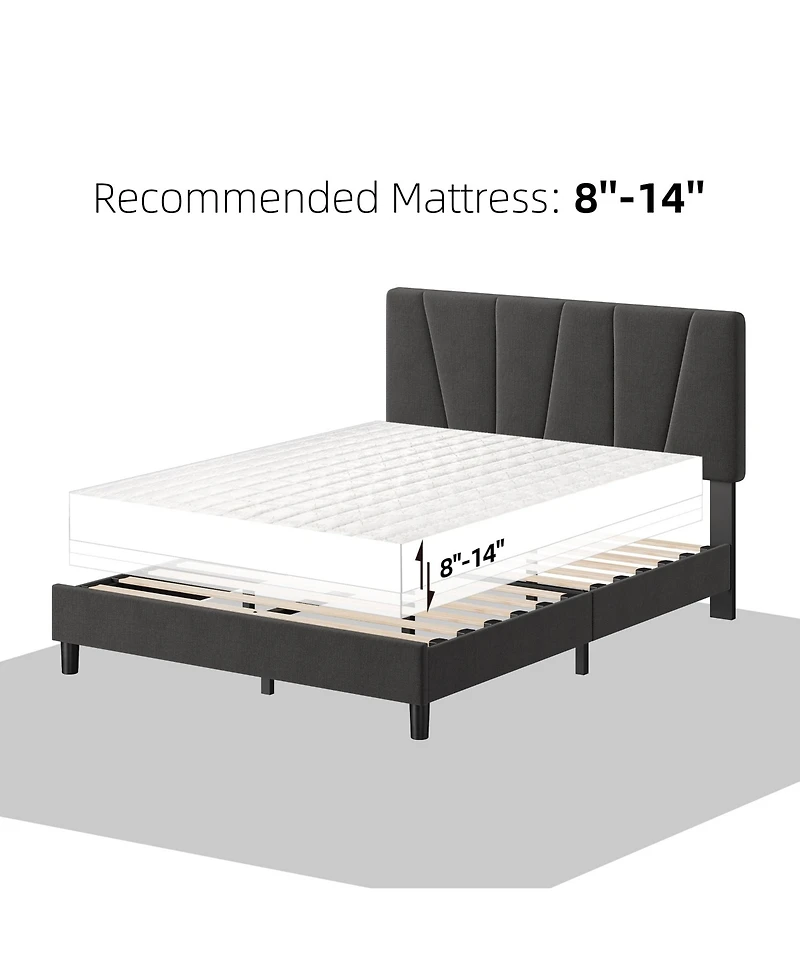 gaomon Full Bed Frame with Headboard- Strong Wood Slats Easy Assembly No Box Spring Needed