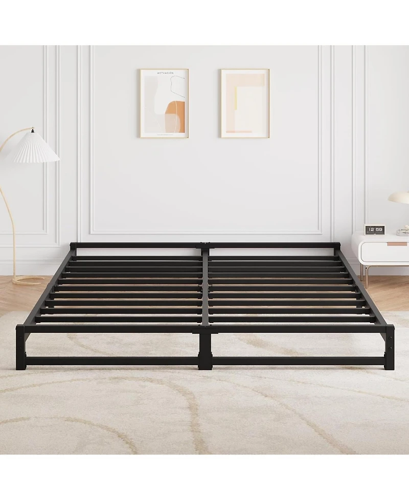 gaomon 6-Inch Queen Metal Bed Frame Heavy Duty Platform Steel Slat Support Mattress Foundation No Box Spring Noise-Free