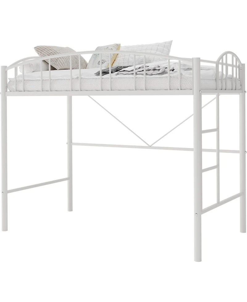 gaomon Twin Loft Bed-Heavy Duty Metal Frame-Arched Guardrail Safety Ladder-Space Saving Home Bedroom Furniture