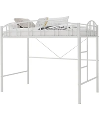 gaomon Twin Loft Bed-Heavy Duty Metal Frame-Arched Guardrail Safety Ladder-Space Saving Home Bedroom Furniture