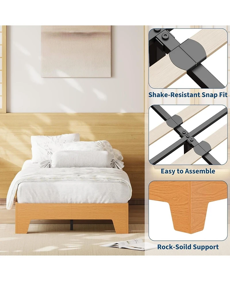 gaomon Platform Bed Frame with Underbed Storage-10.24 Inch Clearance-Wood and Metal Slat Support-No Headboard-No Box Spring Needed