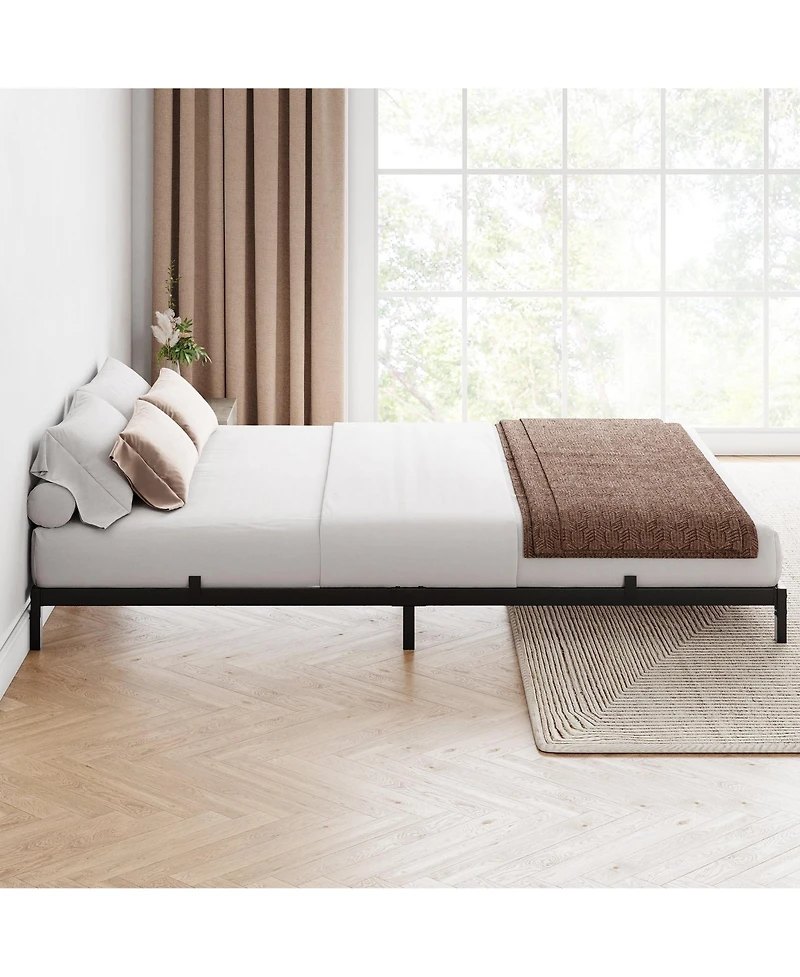 6 Inch Queen Low Profile Metal Bed Frame-Reliable Mattress Foundation-No Box Spring Required