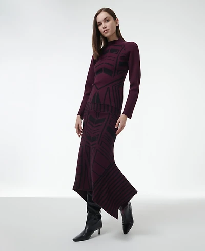 Leem Women's Geometric Jacquard Handkerchief Skirt