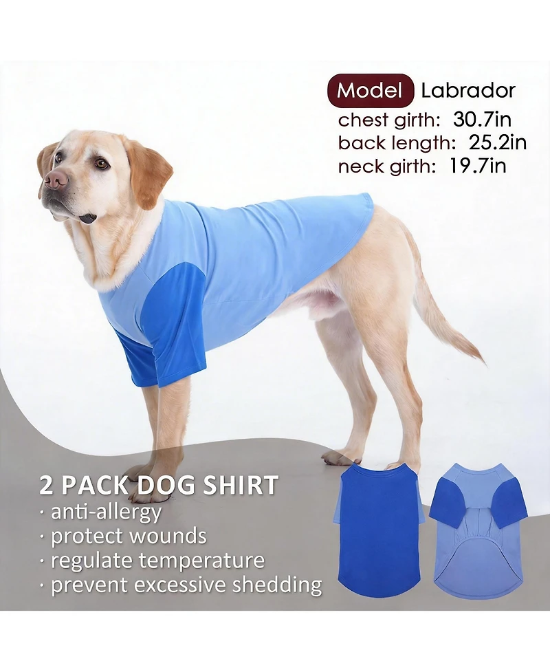 Aronkl 2 Pack Breathable Cotton Spandex Dog T-shirts for Year-Round Comfort