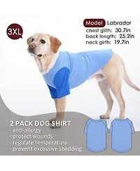 Aronkl 2 Pack Breathable Cotton Spandex Dog T-shirts for Year-Round Comfort
