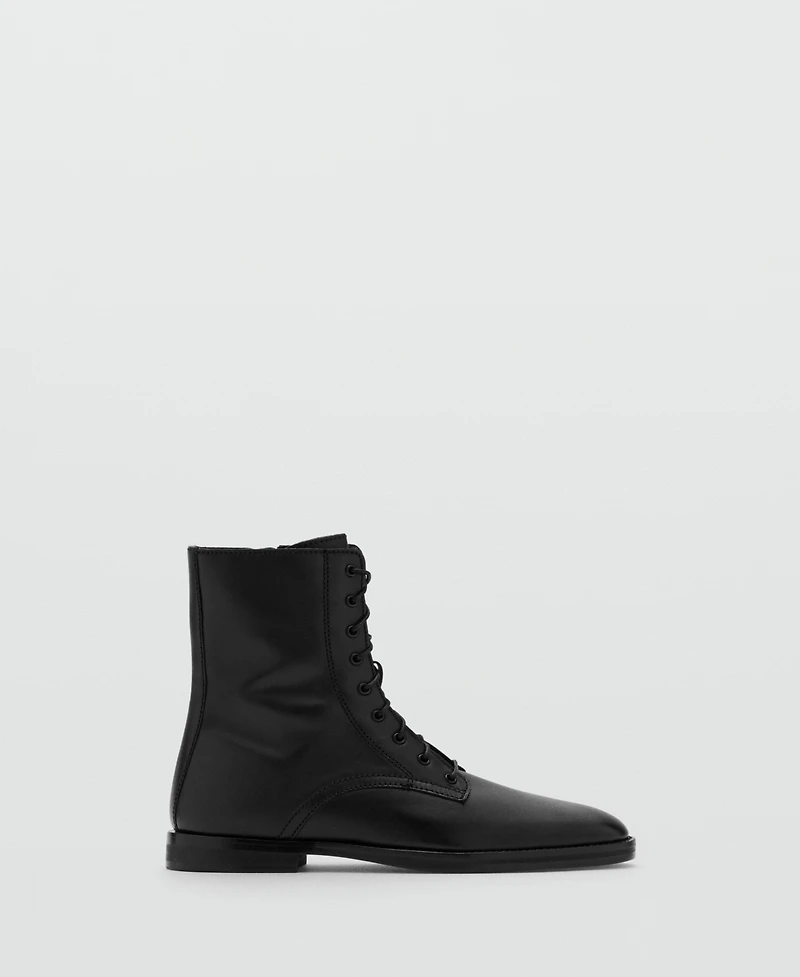 Mango Women's Lace-Up Leather Ankle Boots