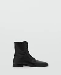 Mango Women's Lace-Up Leather Ankle Boots