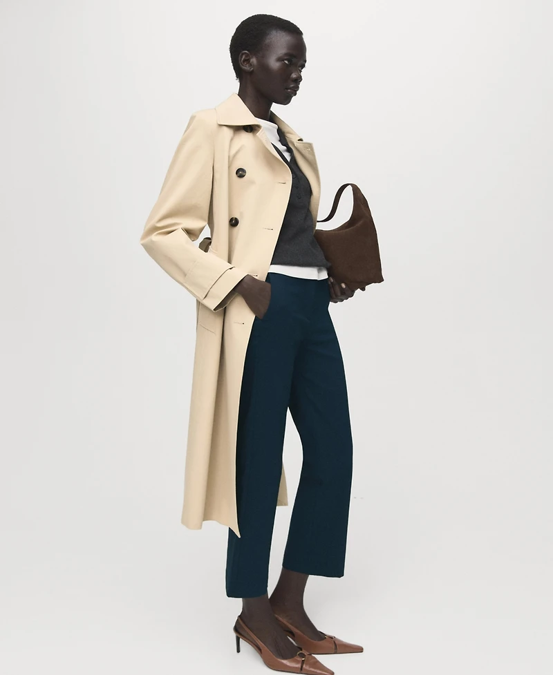 Mango Women's Straight-Cut Crop Pants