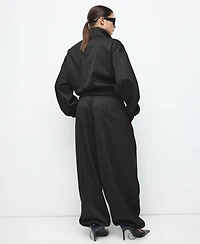 Mango Women's Pinstripe Balloon Trousers