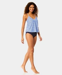 Anne Cole Womens Easy Tri V Neck Tankini Top High Waist Bikini Bottoms