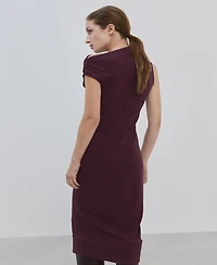Mango Women's Asymmetrical-Neck Midi Dress