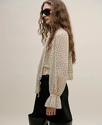 Mango Women's Bow Polka-Dot Blouse