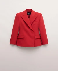 Mango Women's Fitted Double-Breasted Blazer