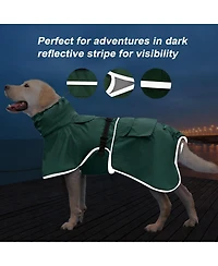 Aronkl Adjustable Hooded Raincoat for Medium Large Dogs with Reflective Edges