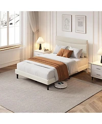 gaomon Full Upholstered Bed Frame with Headboard, Under Bed Storage and Strong Wood Slats Support